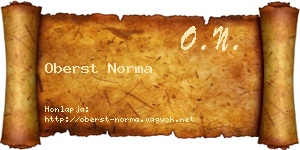 Oberst Norma névjegykártya